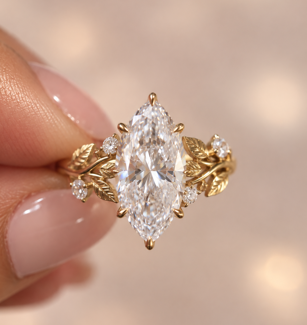 2.21 Carat Marquise Nature Inspired Engagement Ring